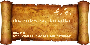 Andrejkovics Hajnalka névjegykártya